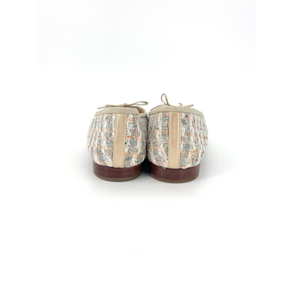Chanel Tweed Cap Toe Bow CC Logo Ballerina Flats 36.5 - Picture 3 of 8